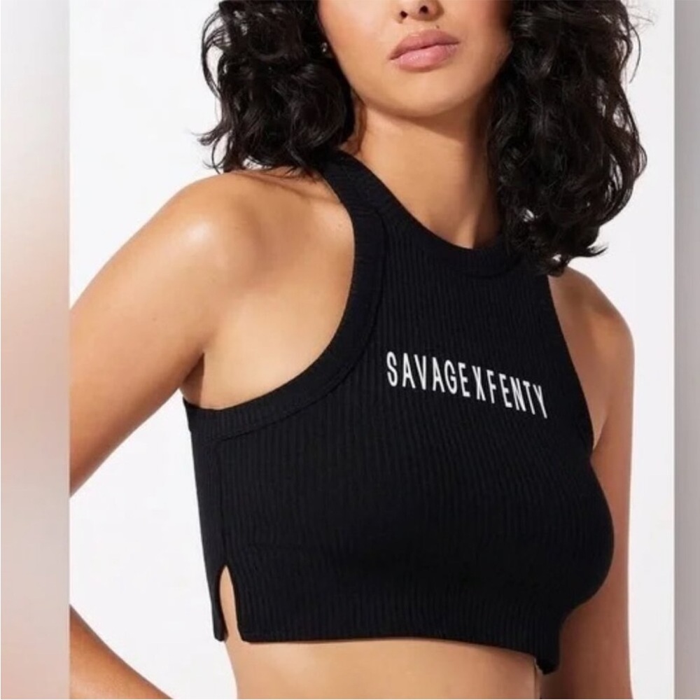 Savage X Fenty Cropped Tank Top In Black
